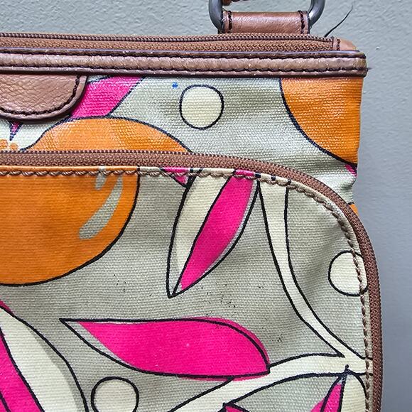 Fossil Key Per Coated Canvas Orange Fruit Print Crossbody Shoulder Bag - Picture 3 of 10